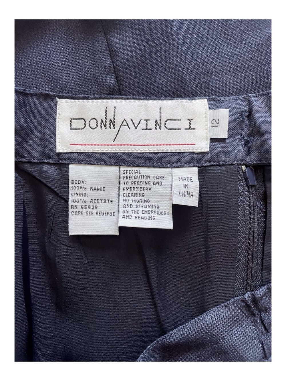 Donna Vinci Women's Navy Blue Skirt Suit with Applique Embroidery Jacket,12 - Picture 2 of 10